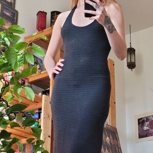 Wilfred Black Halter Strappy Tie Phair Midi Knit Dress | Women's M